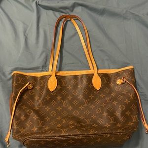 Leather and canvas tote